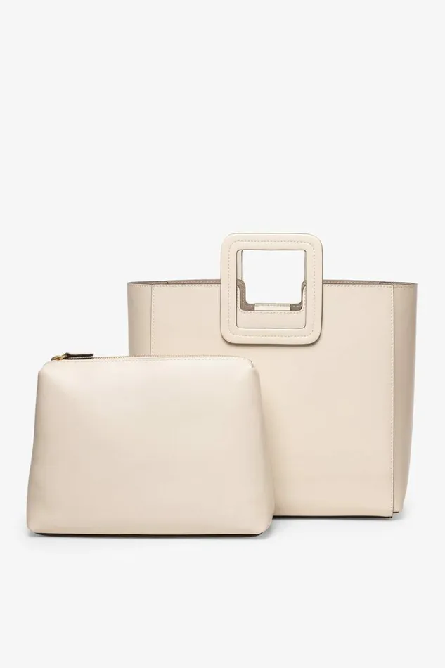 STAUD Totes SHIRLEY LEATHER BAG Cream 8211 Women