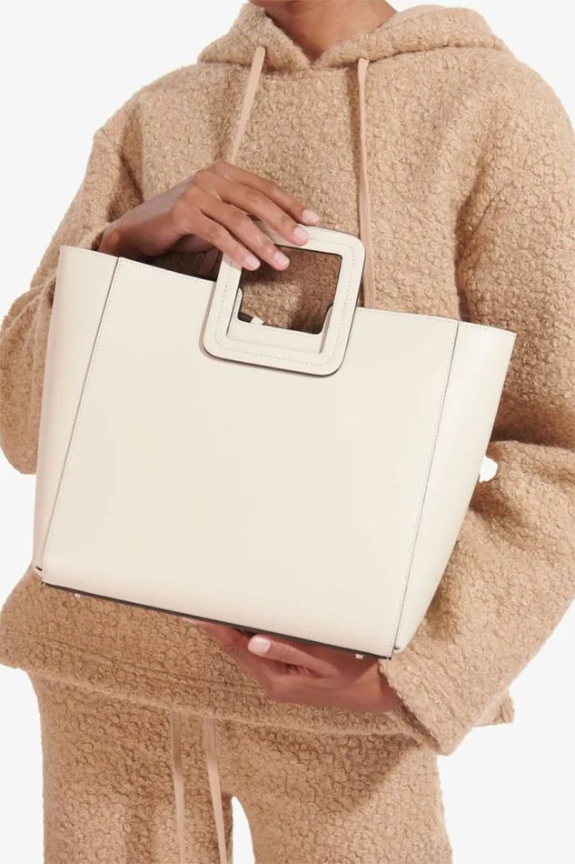 STAUD Totes SHIRLEY LEATHER BAG Cream 8211 Women