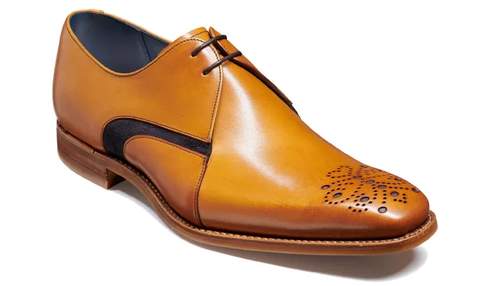 Sullivan 8211 Cedar Hand Painted Navy Suede Men Barker Shoes Mens Derbys