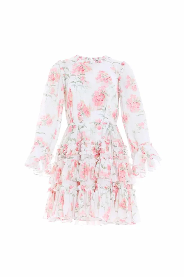 Summer Posy Chiffon Round Neck Mini Dress Multi Women Needle and Thread Dresses