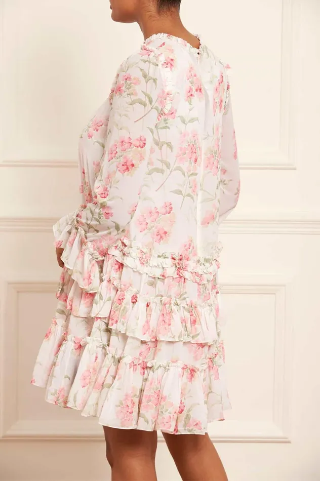 Summer Posy Chiffon Round Neck Mini Dress Multi Women Needle and Thread Dresses