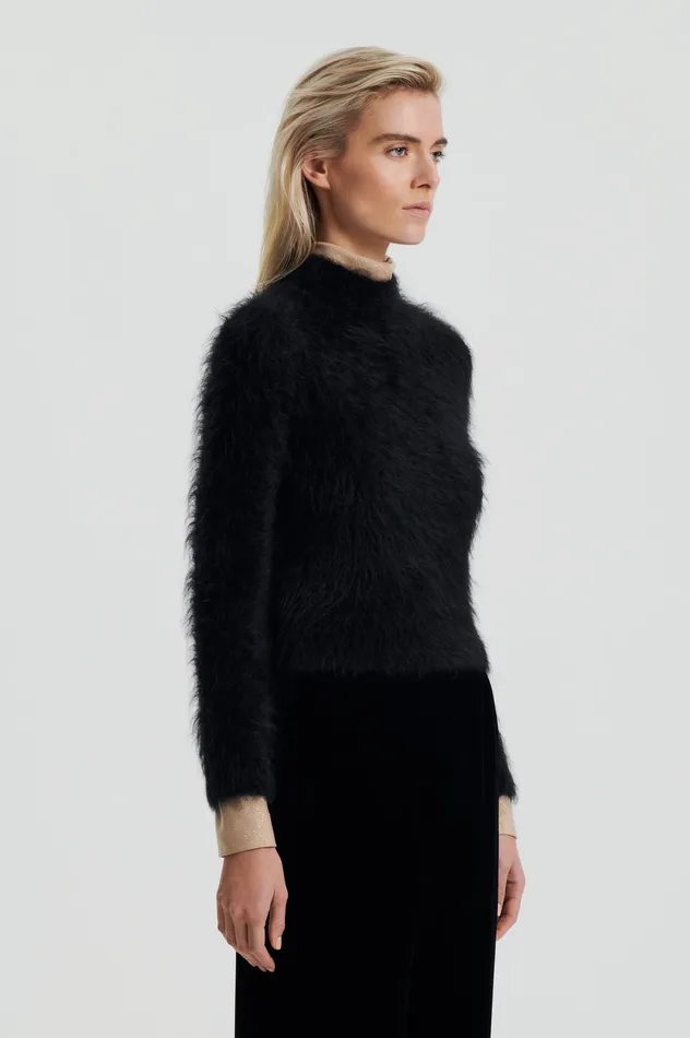 Sweaters Women Scanlan Theodore BRUSHED MOHAIR SLIM SWEATER BLACK