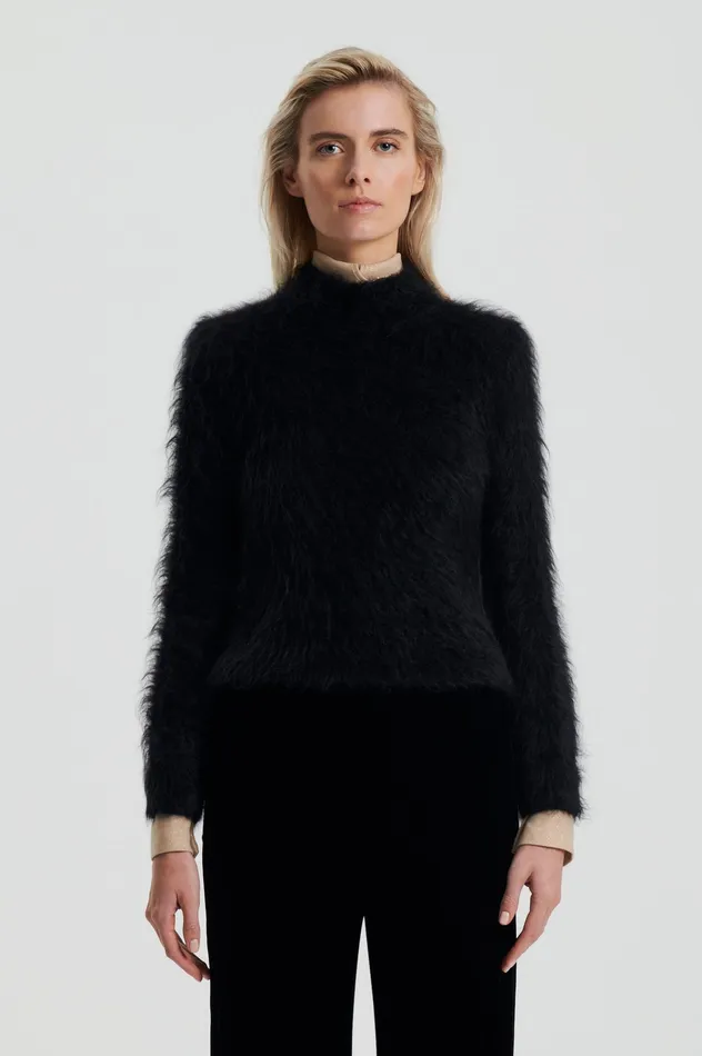 Sweaters Women Scanlan Theodore BRUSHED MOHAIR SLIM SWEATER BLACK