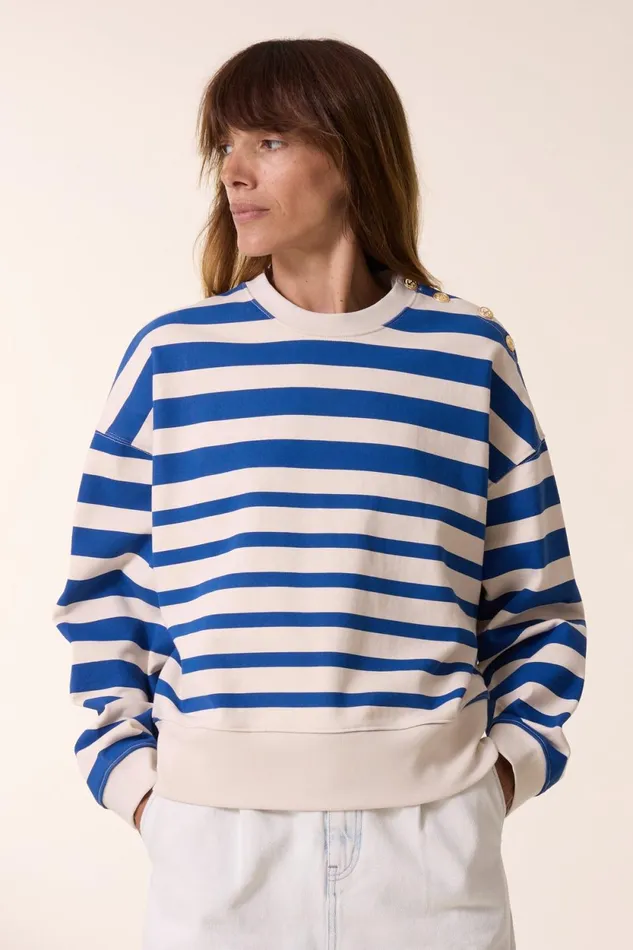 Sweatshirts Women Leon and Harper Siena Stripe Sweatshirt Off White