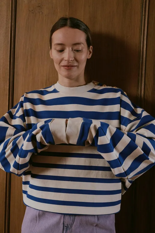 Sweatshirts Women Leon and Harper Siena Stripe Sweatshirt Off White