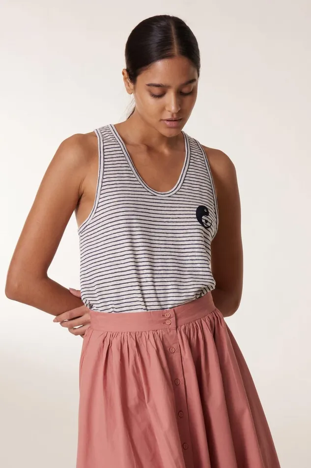 TShirts and Tops Women Leon and Harper Deborah Linen Tank Top Grey