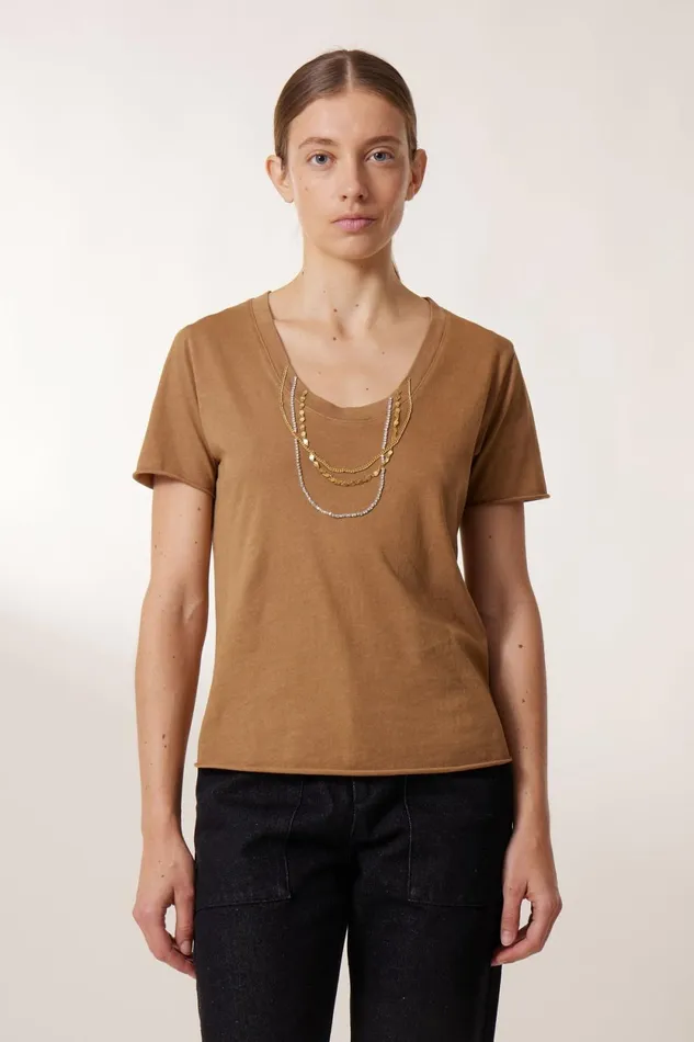 TShirts and Tops Women Leon and Harper Tizia Diamond TShirt Camel