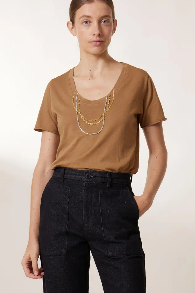 TShirts and Tops Women Leon and Harper Tizia Diamond TShirt Camel