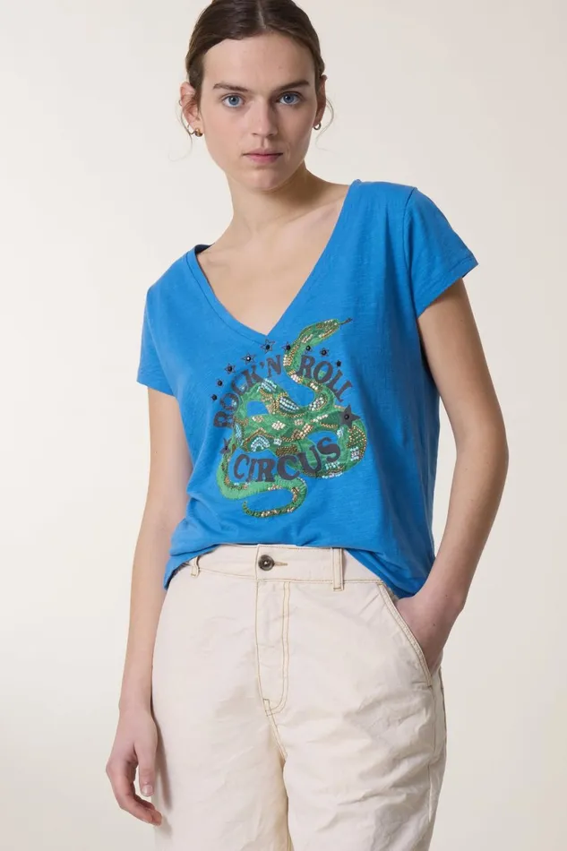 TShirts and Tops Women Leon and Harper Tonton Snaake Tshirt Sea