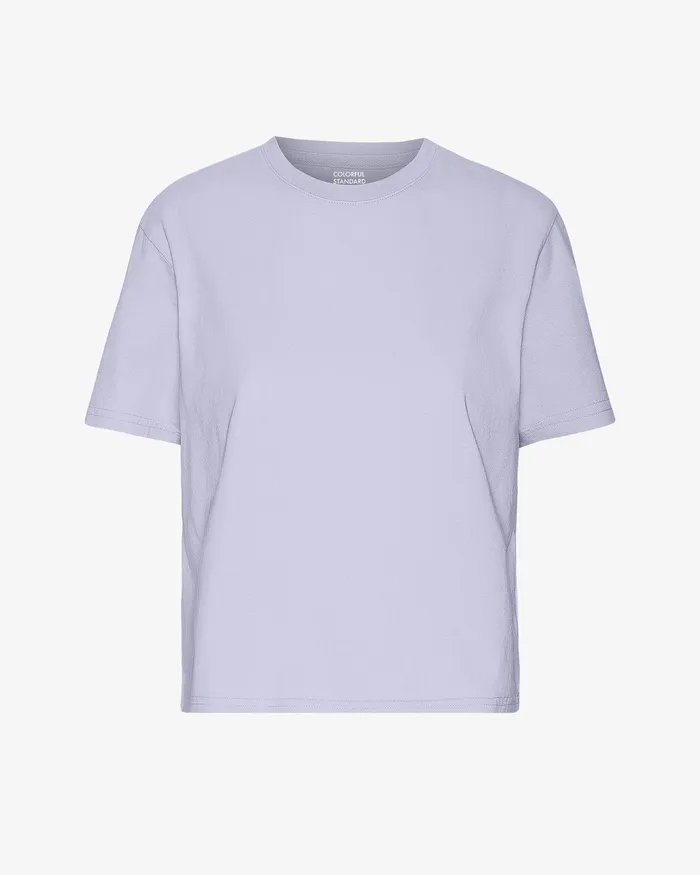 TShirts Women Organic Boxy Crop Tee 8211 Soft Lavender Colorfulstandard