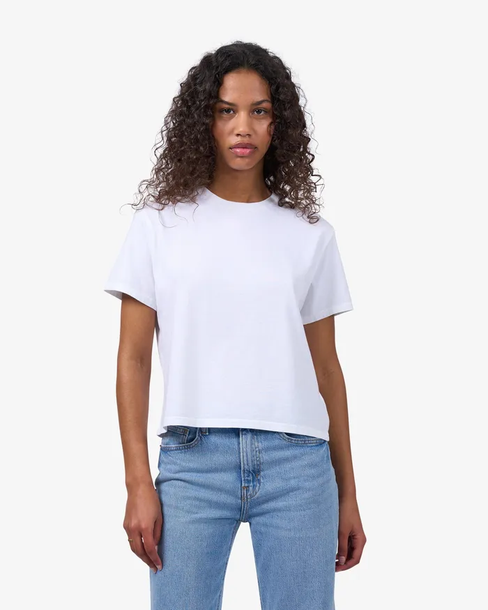 TShirts Women Organic Boxy Crop Tee 8211 Soft Lavender Colorfulstandard