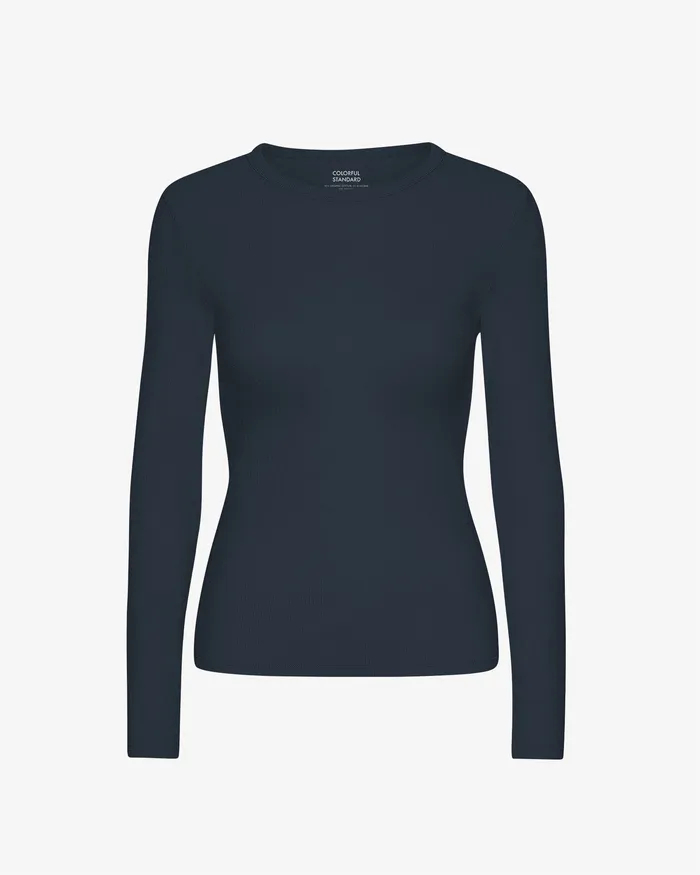 TShirts Women Organic Rib LS TShirt 8211 Navy Blue 8211 Colorfulstandard Women