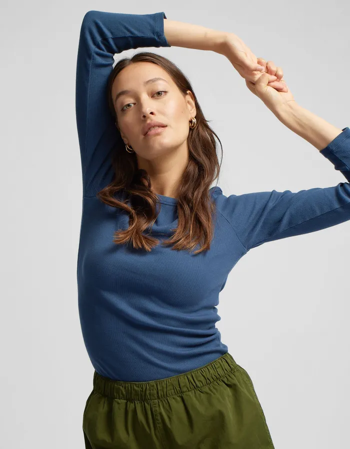 TShirts Women Organic Rib LS TShirt 8211 Navy Blue 8211 Colorfulstandard Women
