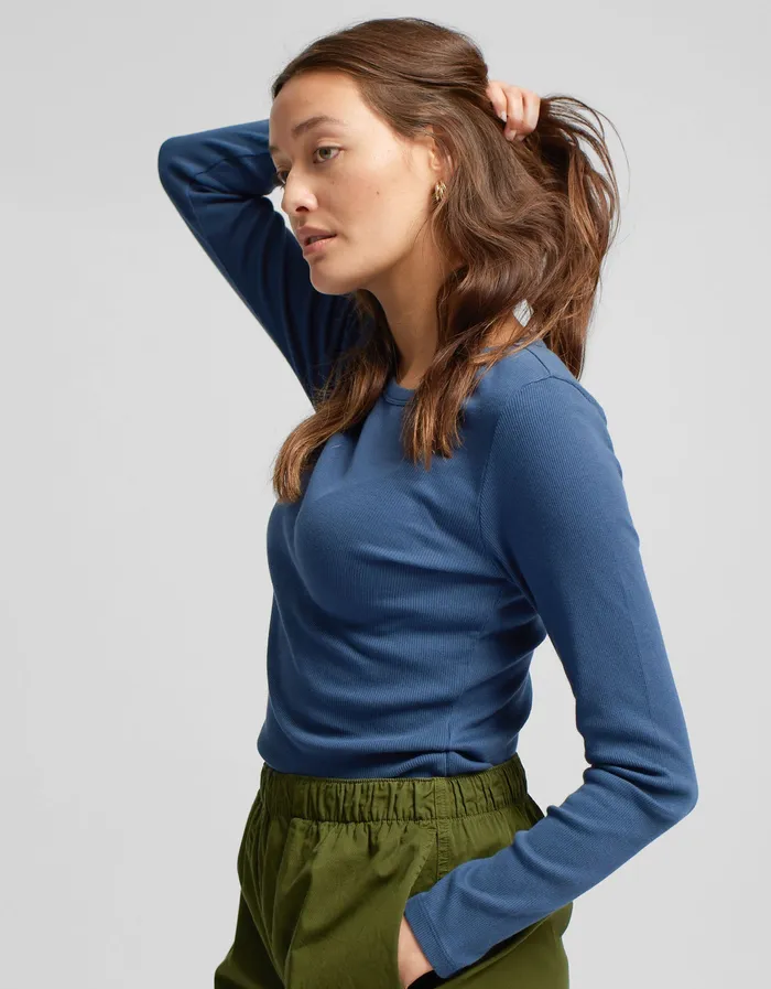 TShirts Women Organic Rib LS TShirt 8211 Navy Blue 8211 Colorfulstandard Women