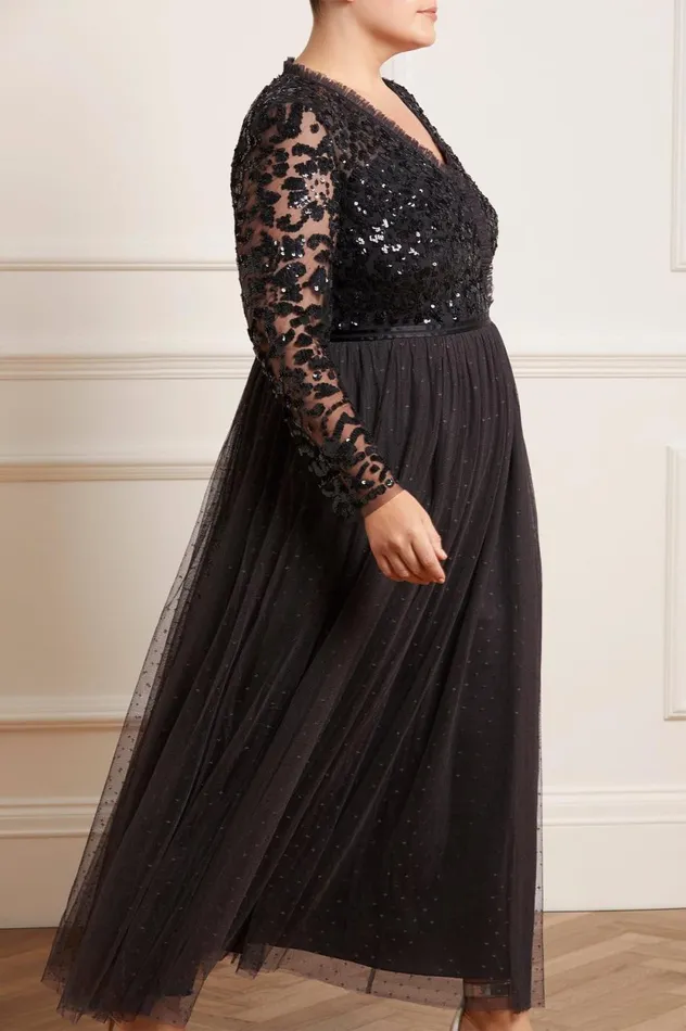 Tempest VNeck Bodice Ankle Gown Black Women Needle and Thread Dresses