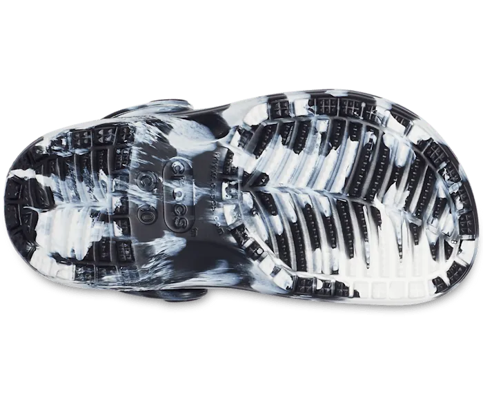 Toddler Classic Marbled Clog Black White Kids Crocs Clogs