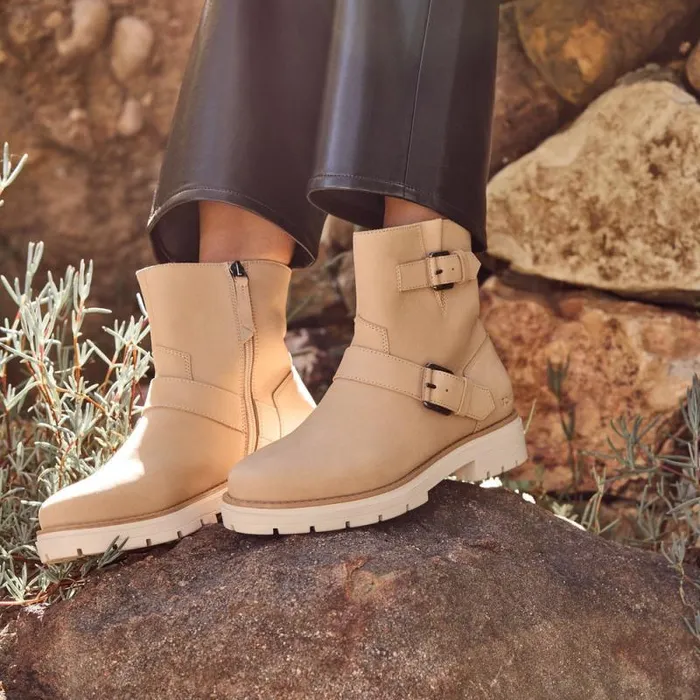 Toms Boots and Booties Ionie Moto Boot Oatmeal Nubuck Leather 8211 Women