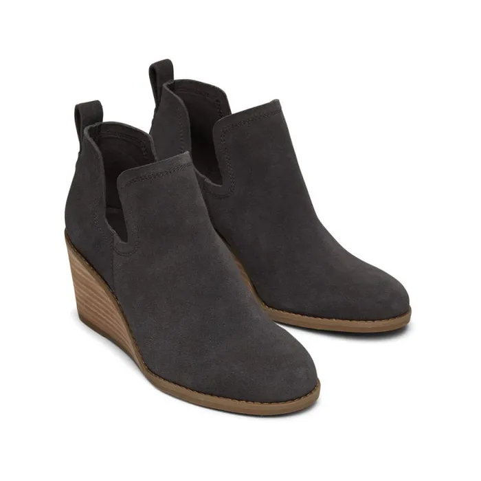 Toms Boots and Booties Kallie Wedge Bootie Grey Suede 8211 Women Toms Boots and Booties Kallie Wedge Bootie Grey Suede 8211 Women