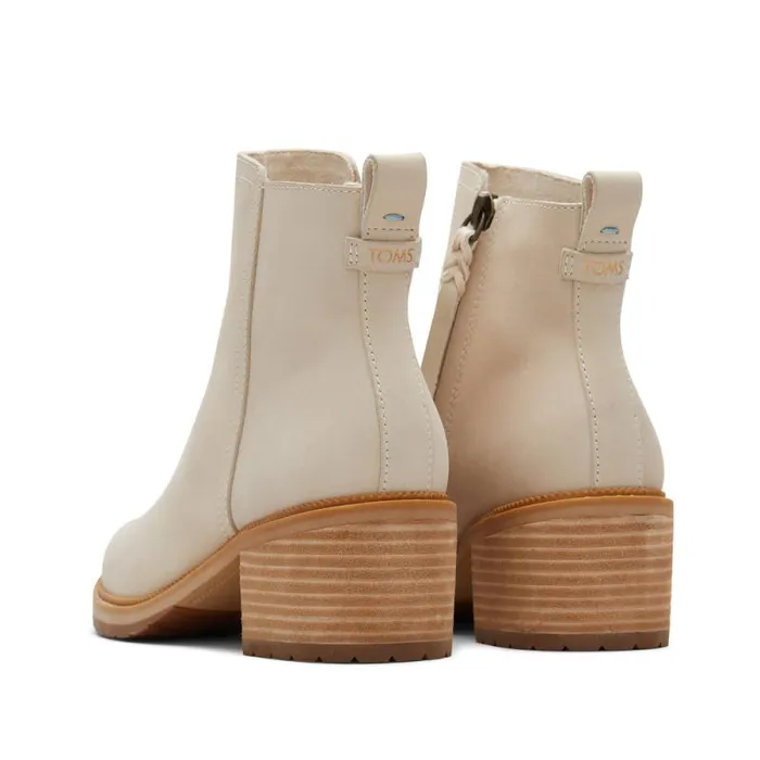 Toms Boots and Booties Marina Heeled Boot Beige Leather 8211 Women