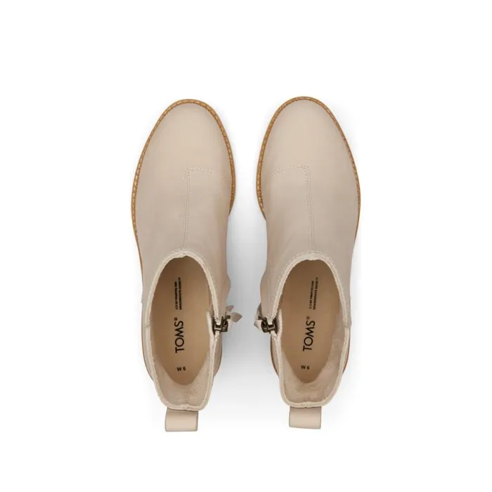 Toms Boots and Booties Marina Heeled Boot Beige Leather 8211 Women