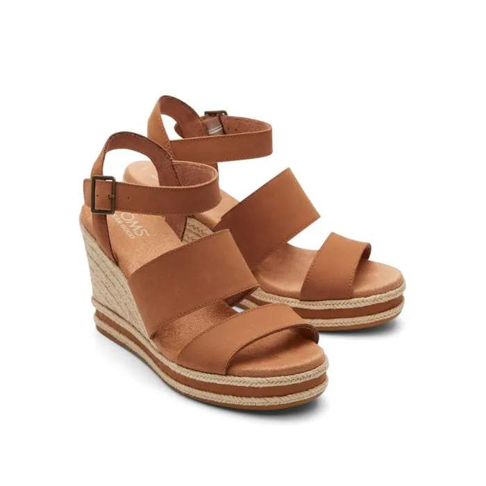Toms Espadrilles Madelyn Wedge Sandal Leather Tan 8211 Women