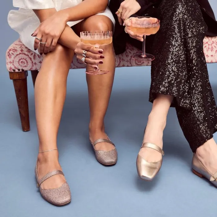 Toms Flats and Loafers Bianca Flat Champagne Rainbow Glitter 8211 Women