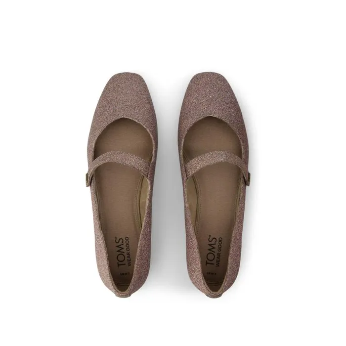 Toms Flats and Loafers Bianca Flat Champagne Rainbow Glitter 8211 Women