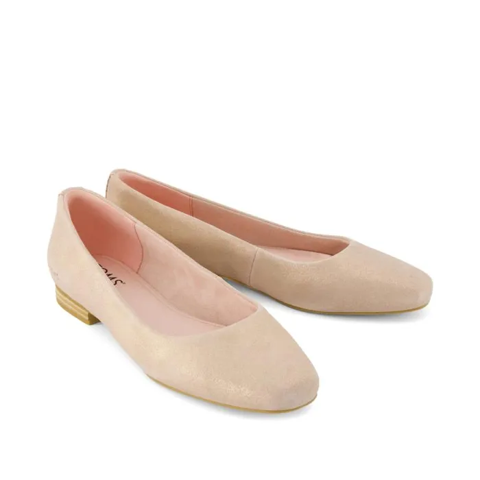 Toms Flats and Loafers Briella Flat Pale Rose Metallic Suede 8211 Women