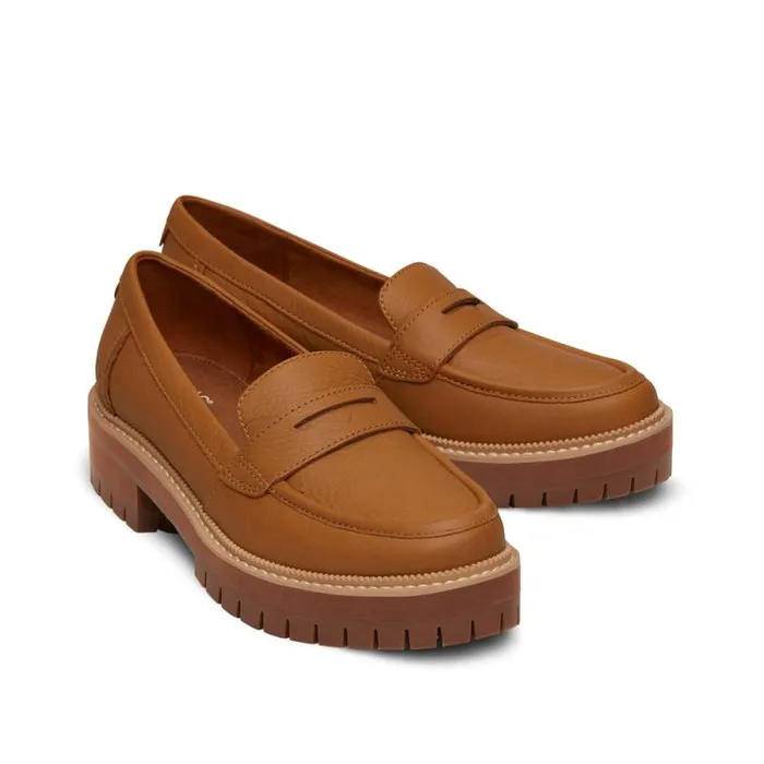 Toms Flats and Loafers Cara Loafer Tan Leather 8211 Women Toms Flats and Loafers Cara Loafer Tan Leather 8211 Women