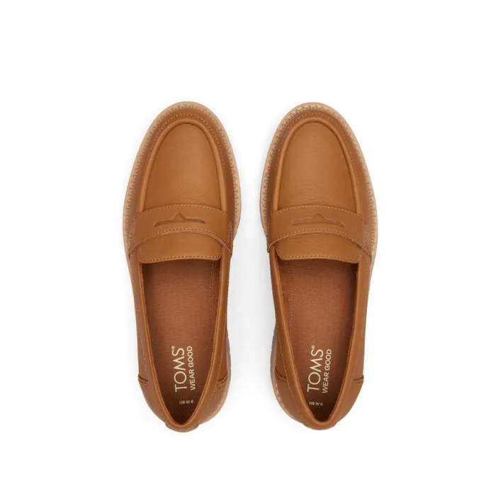 Toms Flats and Loafers Cara Loafer Tan Leather 8211 Women Toms Flats and Loafers Cara Loafer Tan Leather 8211 Women
