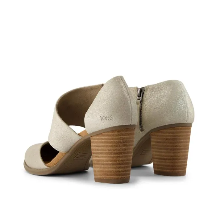 Toms Heels and Wedges Milan Closed Toe Heel Champagne Metallic Suede 8211 Women