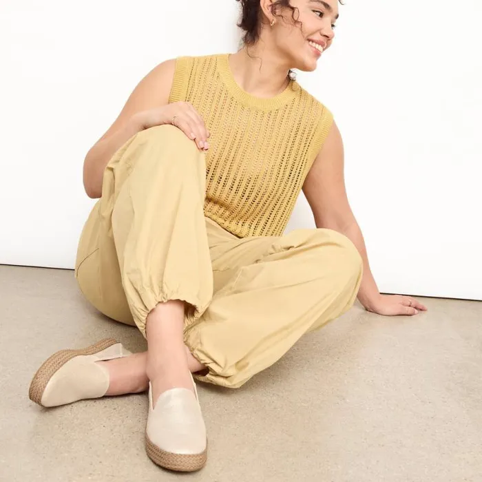 Toms Slip Ons Carolina Espadrille Metallic Champagne Suede 8211 Women