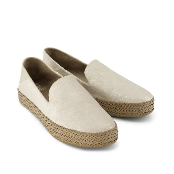 Toms Slip Ons Carolina Espadrille Metallic Champagne Suede 8211 Women