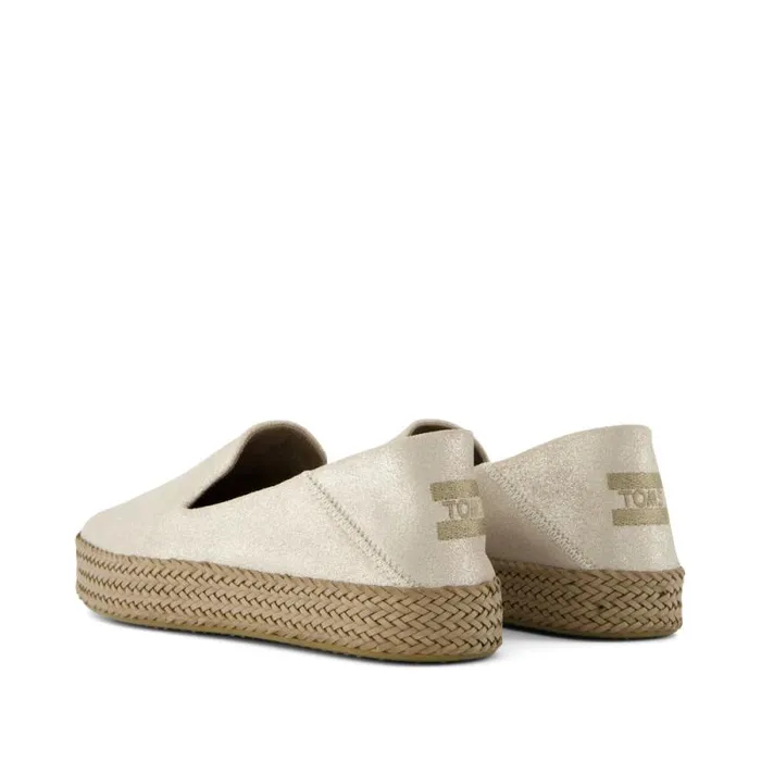 Toms Slip Ons Carolina Espadrille Metallic Champagne Suede 8211 Women