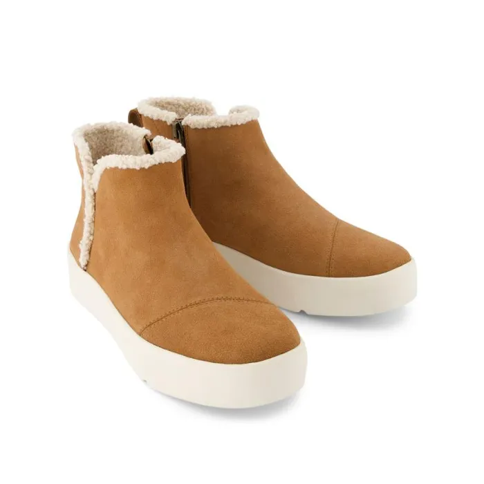 Toms Slip Ons Verona Mid Platform Sneaker Brown Suede Faux Shearling 8211 Women