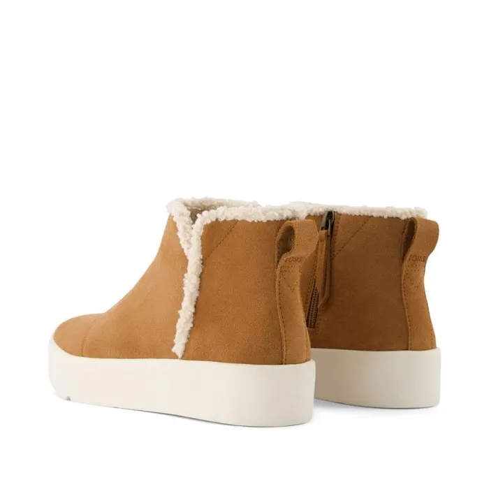 Toms Slip Ons Verona Mid Platform Sneaker Brown Suede Faux Shearling 8211 Women