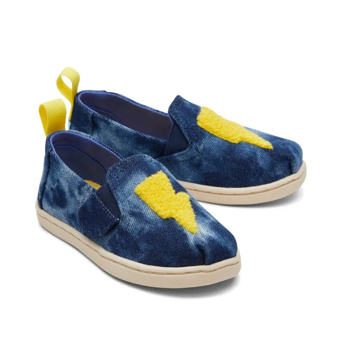 Toms TOMS Classics Alpargata Toddler Shoe Navy Washed Denim Ligthning Bolt 8211 KidsWomen