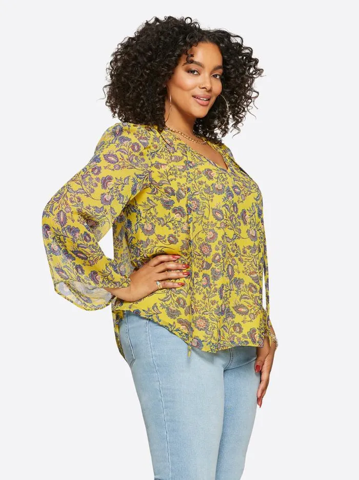 Tops Clothing Jessica Simpson Leslie Blouse In Meso Botanicals