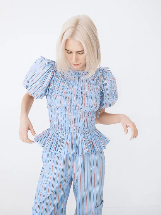 Tops Lisa Says Gah Women Becca Blouse Bold Blue Stripe