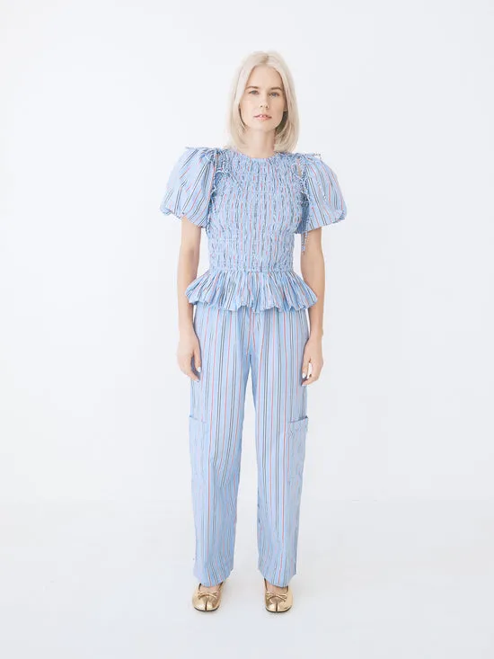 Tops Lisa Says Gah Women Becca Blouse Bold Blue Stripe