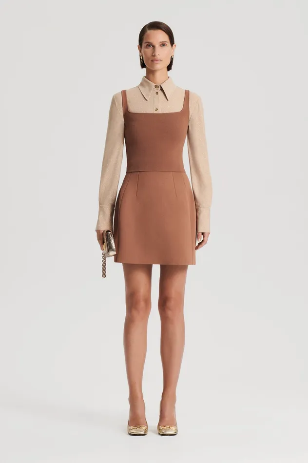 Tops Scanlan Theodore Women CREPE KNIT SQUARE CAMISOLE SPICE