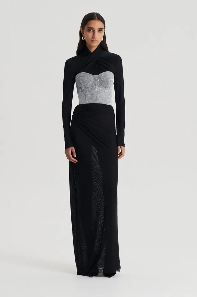 Tops Scanlan Theodore Women MESH TURBAN TWIST TOP BLACK