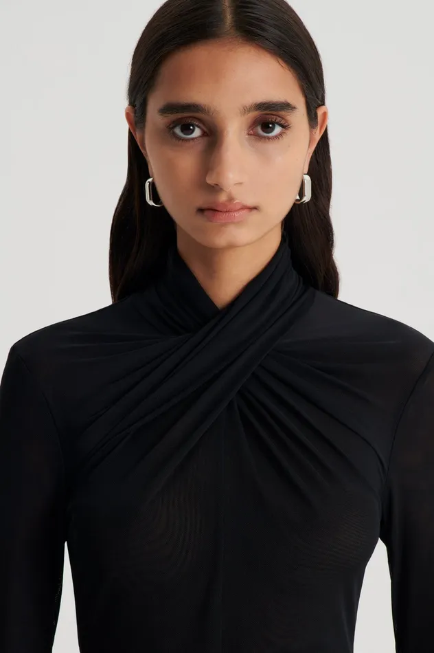 Tops Scanlan Theodore Women MESH TURBAN TWIST TOP BLACK Tops Scanlan Theodore Women MESH TURBAN TWIST TOP BLACK