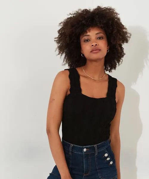 Tops Tunics and Blouses Elsie Textured Vest Black Joebrowns Apparel Tops Tunics and Blouses Elsie Textured Vest Black Joebrowns Apparel