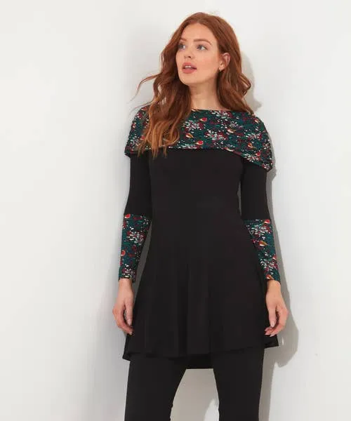 Tops Tunics and Blouses Festive Bardot Tunic Black Joebrowns Apparel