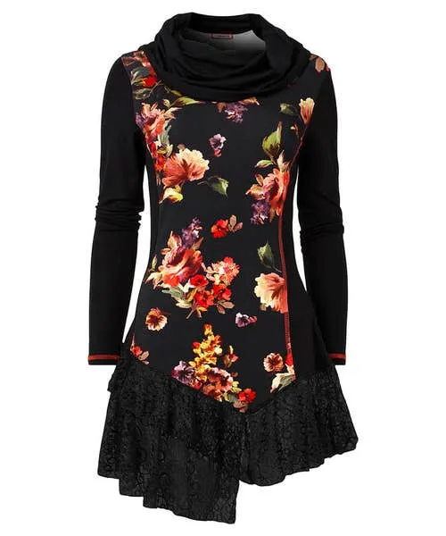 Tops Tunics and Blouses Lovely Lace Trim Jersey Tunic Black 8211 Joebrowns Apparel