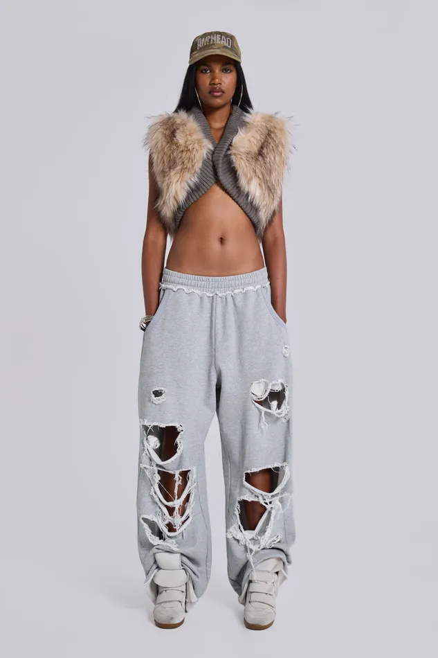 Tops Women Distressed Monster Joggers In Loopback Jaded London