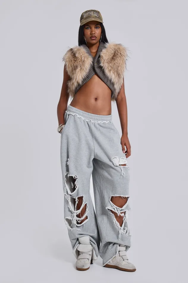 Tops Women Distressed Monster Joggers In Loopback Jaded London