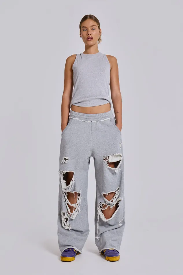 Tops Women Distressed Monster Joggers In Loopback Jaded London