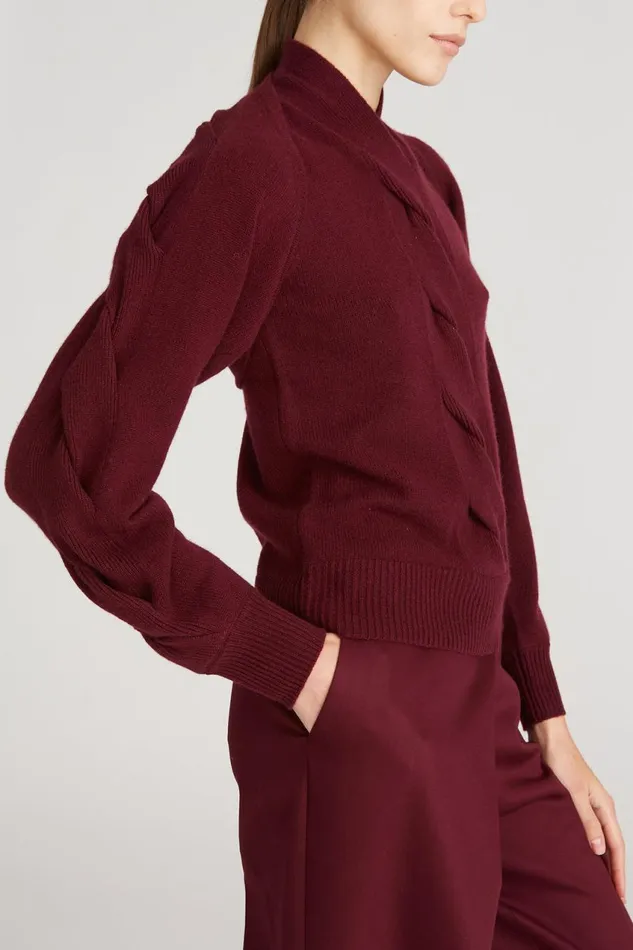 Tops Women Halston Auden Wool Cash Cable Shrug Merlot